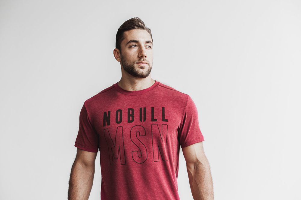 NOBULL Men's (Madison) Tee - Wine - Ireland (9716TODEB)